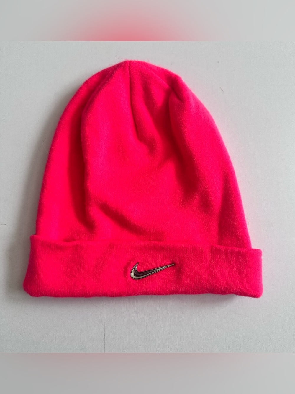 Nike Men’s Neon Pink Beanie with Silver Swoosh